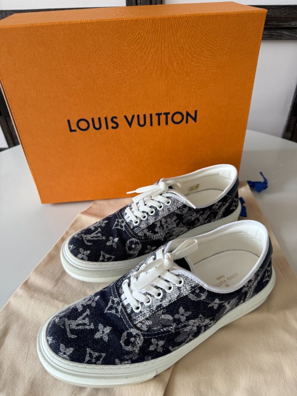 Monogram Denim Jacquard Low-Top Sneakers